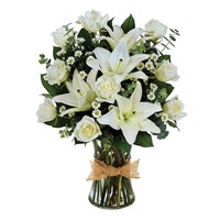 Tribute Mixed Vase Arrangement - All White (BF329-11)