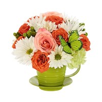 "For all you do" tea cup flower bouquet (BF391-11KM)